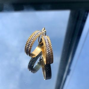 Two tone silver and gold hoop earrings